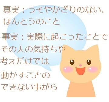 真実 と 事実 の違いはなに 辞書の意味を見てみよう ママが疑問に思うコト